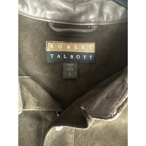 Robert Talbott Men's Brown Suede Leather Shacket Shirt Jacket Button Size Large - Picture 11 of 16